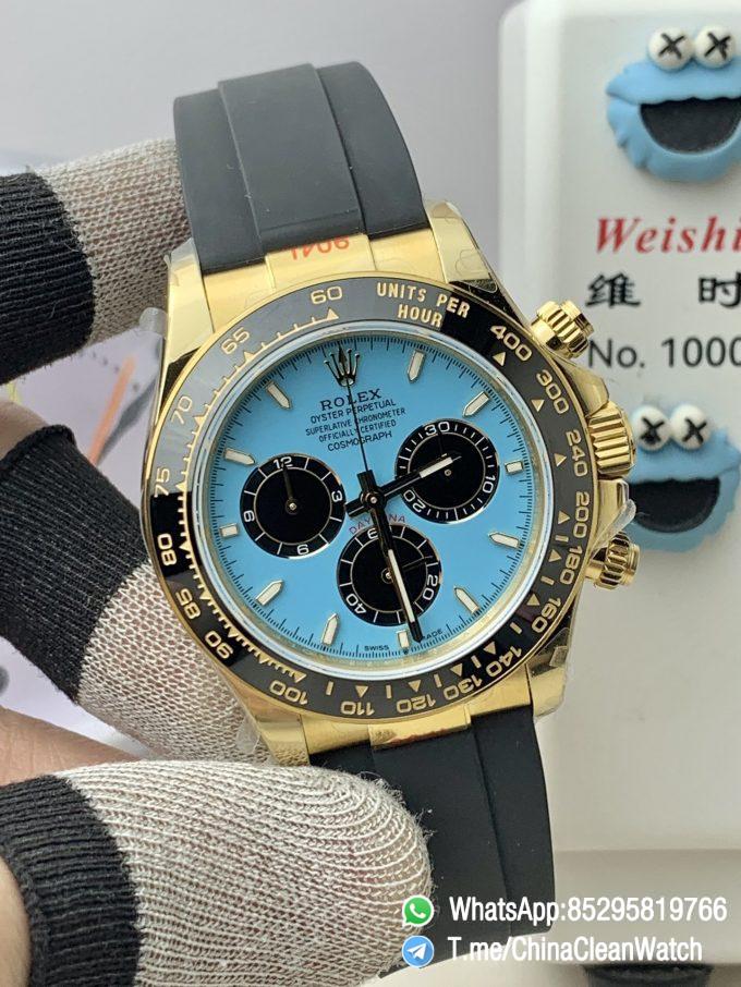 Clean Factory Certified Store QF Gain Weight Daytona 126518LN Turquoise Blue and Black Dial Yellow Gold Case Black Ceramic Bezel Oysterflex Strap Blue Luminous Indexs DD4131 Movement 02