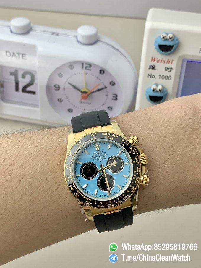 Clean Factory Certified Store QF Gain Weight Daytona 126518LN Turquoise Blue and Black Dial Yellow Gold Case Black Ceramic Bezel Oysterflex Strap Blue Luminous Indexs DD4131 Movement 05
