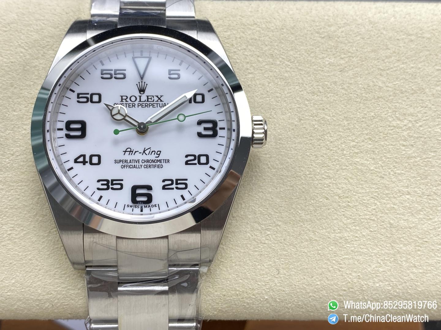 Clean Factory Watches Authorized Store C Factory Air King 114200 White Dial Green Second Hand 904L Steel Case Bracelet VR3230 Movement 02 Clean Factory Watches Authorized Store C Factory Air King 114200 White Dial Green Second Hand 904L Steel Case Bracelet VR3230 Movement 02