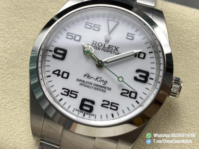 Clean Factory Watches Authorized Store C Factory Air King 114200 White Dial Green Second Hand 904L Steel Case Bracelet VR3230 Movement 04