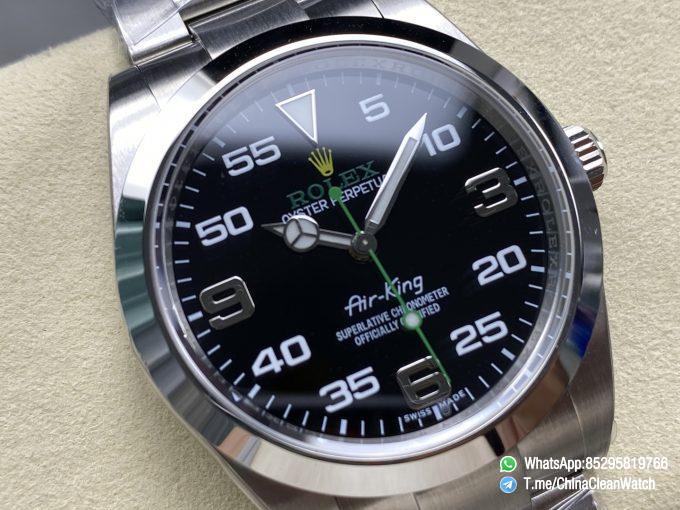 Clean Factory Watches Authorized Store C Factory Air King 126900 Black Dial Green Second Hand 904L Steel Case Bracelet VR3230 Movement 03