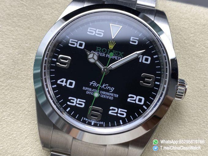 Clean Factory Watches Authorized Store C Factory Air King 126900 Black Dial Green Second Hand 904L Steel Case Bracelet VR3230 Movement 04