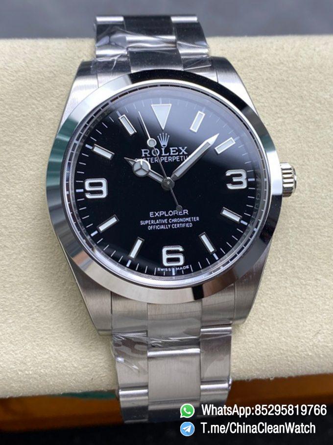 Clean Factory Watches Authorized Store C Factory Explorer 214270 39mm Black Dial 904L Stainless Steel Case and Oyster Bracelet 3132 Movement 00