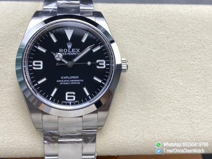 Clean Factory Watches Authorized Store C Factory Explorer 214270 39mm Black Dial 904L Stainless Steel Case and Oyster Bracelet 3132 Movement 03