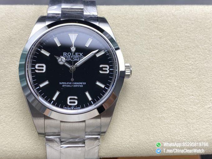 Clean Factory Watches Authorized Store C Factory Explorer 224270 39mm Black Dial 904L Stainless Steel Case and Oyster Bracelet 3132 Movement 03