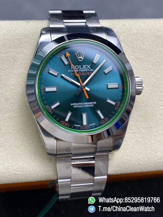 Clean Factory Watches Authorized Store C Factory Milgauss 116400 40mm Blue Dial with Lightning Second Hand Green Sapphire Crystal Super Clone 3131 Carlibre 00