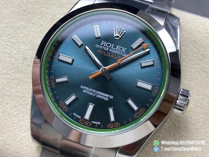 Clean Factory Watches Authorized Store C Factory Milgauss 116400 40mm Blue Dial with Lightning Second Hand Green Sapphire Crystal Super Clone 3131 Carlibre 05