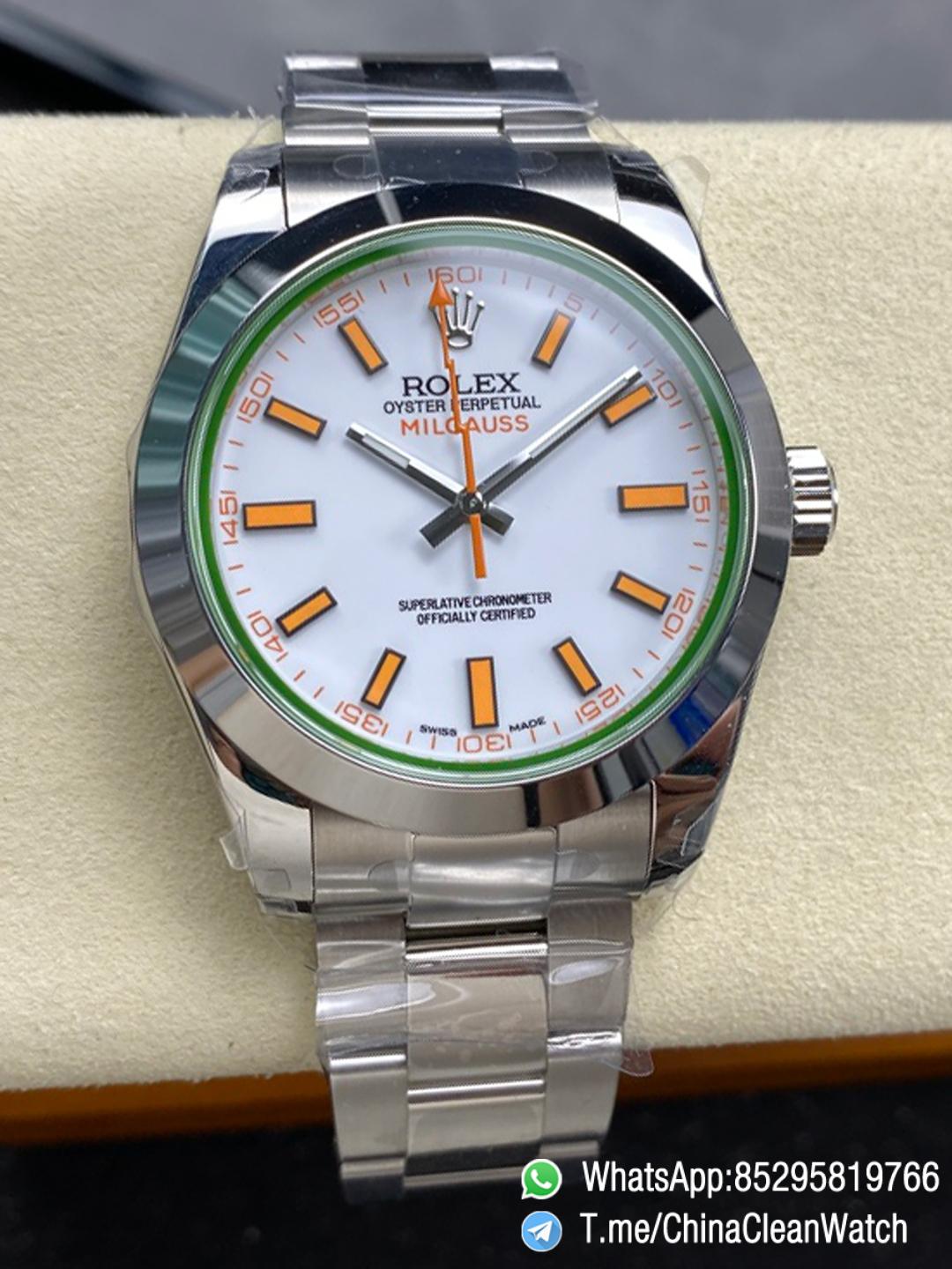 Clean Factory Watches Authorized Store C Factory Rolex Milgauss 40mm White Dial Orange Index and Lightning Second Hand Super Clone 3131 Carlibre 000 Clean Factory Watches Authorized Store C Factory Rolex Milgauss 40mm White Dial Orange Index and Lightning Second Hand Super Clone 3131 Carlibre 000