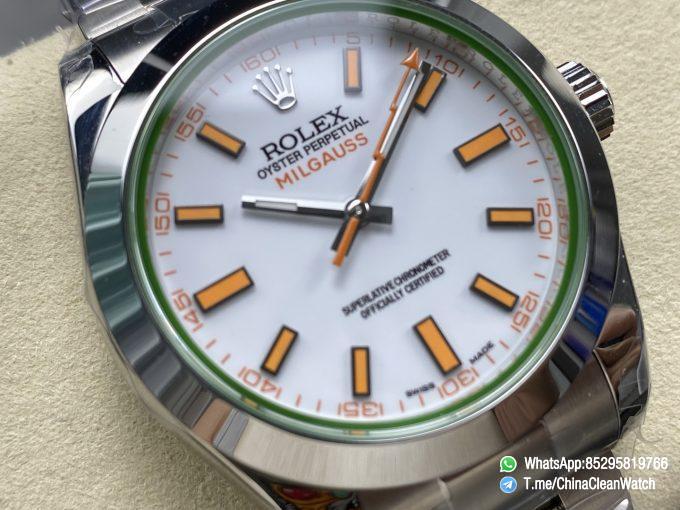 Clean Factory Watches Authorized Store C Factory Rolex Milgauss 40mm White Dial Orange Index and Lightning Second Hand Super Clone 3131 Carlibre 04