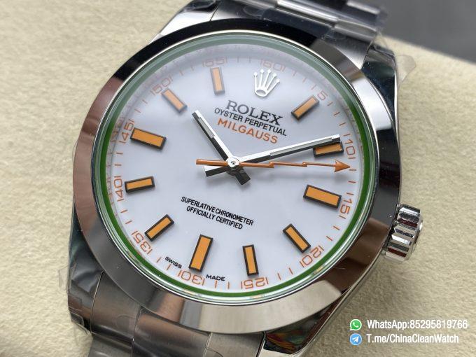 Clean Factory Watches Authorized Store C Factory Rolex Milgauss 40mm White Dial Orange Index and Lightning Second Hand Super Clone 3131 Carlibre 05
