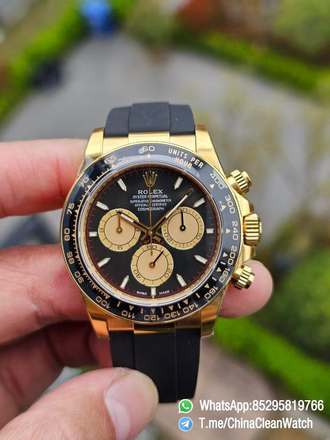 Clean Factory Watches Authorized Store VSF Daytona Paul Newman 126518LN Yellow Gold Case Black Dial Yellow Gold Sub Dial Oysterflex DD4131 Calibre 01