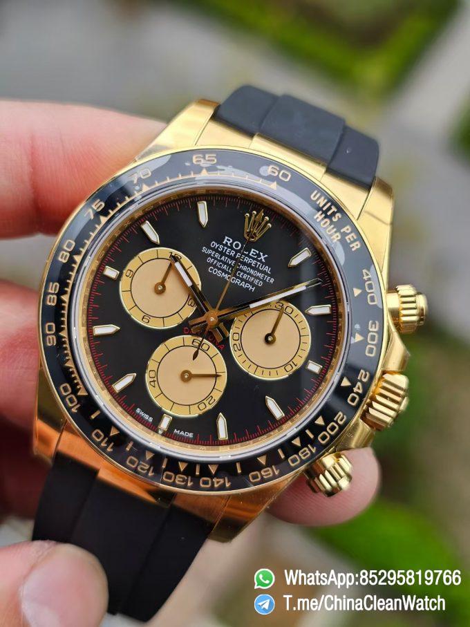 Clean Factory Watches Authorized Store VSF Daytona Paul Newman 126518LN Yellow Gold Case Black Dial Yellow Gold Sub Dial Oysterflex DD4131 Calibre 02
