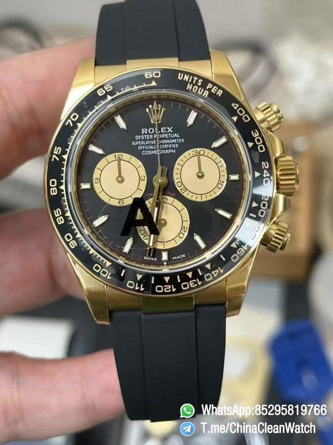 Clean Factory Watches Authorized Store VSF Daytona Paul Newman 126518LN Yellow Gold Case Black Dial Yellow Gold Sub Dial Oysterflex DD4131 Calibre 07