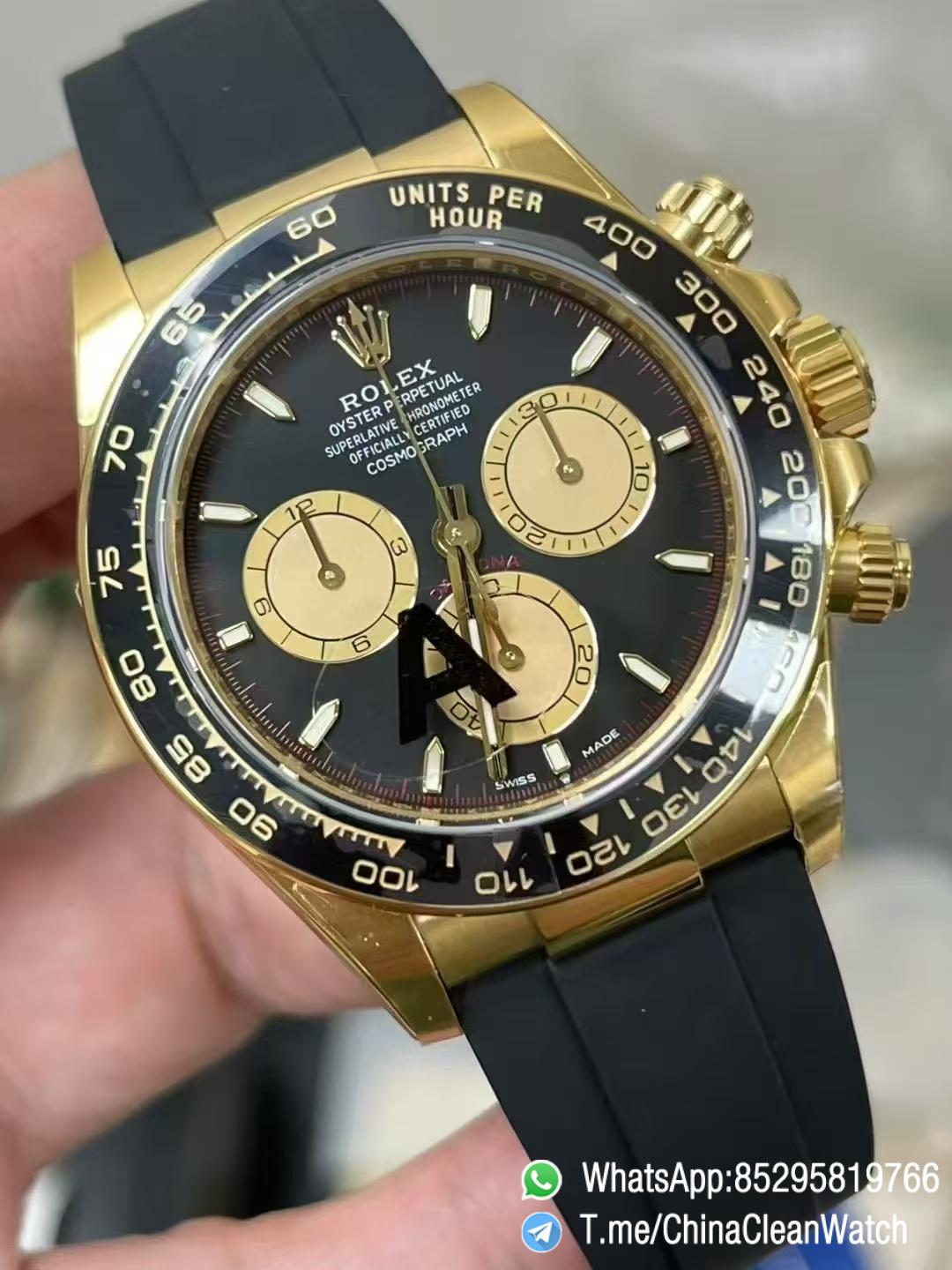 Clean Factory Watches Authorized Store VSF Daytona Paul Newman 126518LN Yellow Gold Case Black Dial Yellow Gold Sub Dial Oysterflex DD4131 Calibre 08 Clean Factory Watches Authorized Store VSF Daytona Paul Newman 126518LN Yellow Gold Case Black Dial Yellow Gold Sub Dial Oysterflex DD4131 Calibre 08