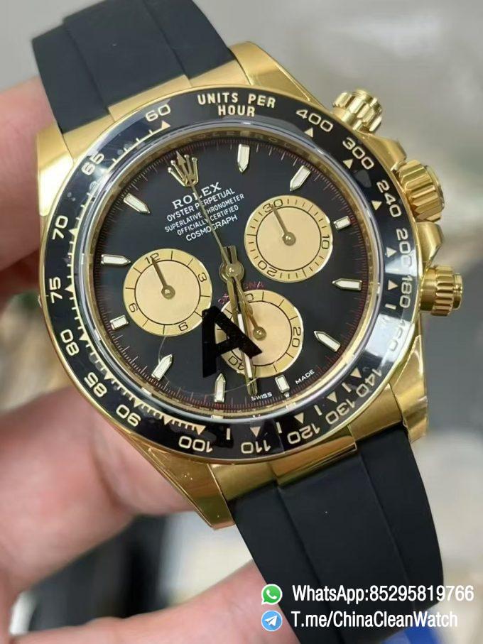 Clean Factory Watches Authorized Store VSF Daytona Paul Newman 126518LN Yellow Gold Case Black Dial Yellow Gold Sub Dial Oysterflex DD4131 Calibre 09