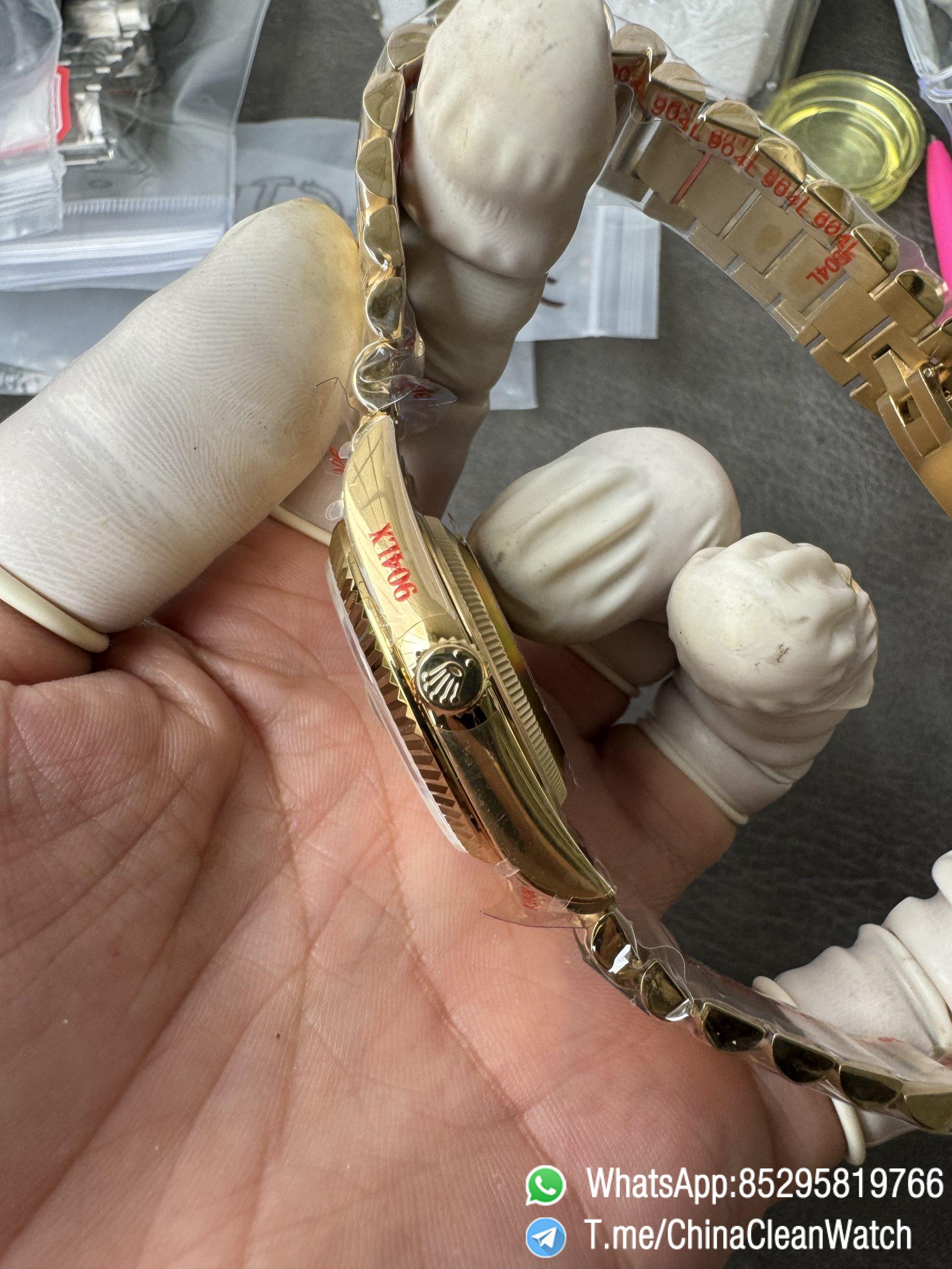 Clean Factory Watches QF Gain Weight 156g Day Date 36mm M128238 0069 Yellow Gold Case Green Ombre Diamonds Dial A2836 Movement 07 Clean Factory Watches QF Gain Weight 156g Day Date 36mm M128238 0069 Yellow Gold Case Green Ombre Diamonds Dial A2836 Movement 07