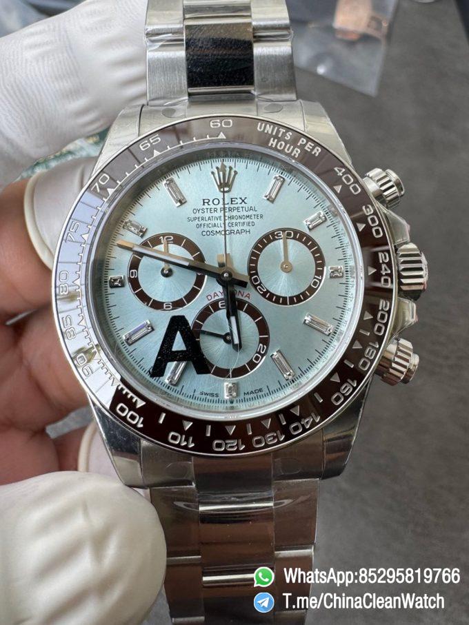 Clean Factory Watches VSF Daytona 126506 Gain Weight 164g Ice Blue Dial Diamonds Indexes Brown Ceramic Bezel DD4131 Caliber 904L Oyster Bracelet 000