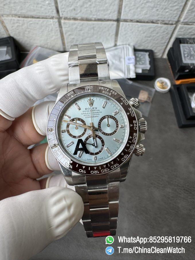 Clean Factory Watches VSF Daytona 126506 Gain Weight 164g Ice Blue Dial Diamonds Indexes Brown Ceramic Bezel DD4131 Caliber 904L Oyster Bracelet 01