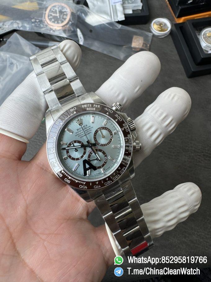 Clean Factory Watches VSF Daytona 126506 Gain Weight 164g Ice Blue Dial Diamonds Indexes Brown Ceramic Bezel DD4131 Caliber 904L Oyster Bracelet 03