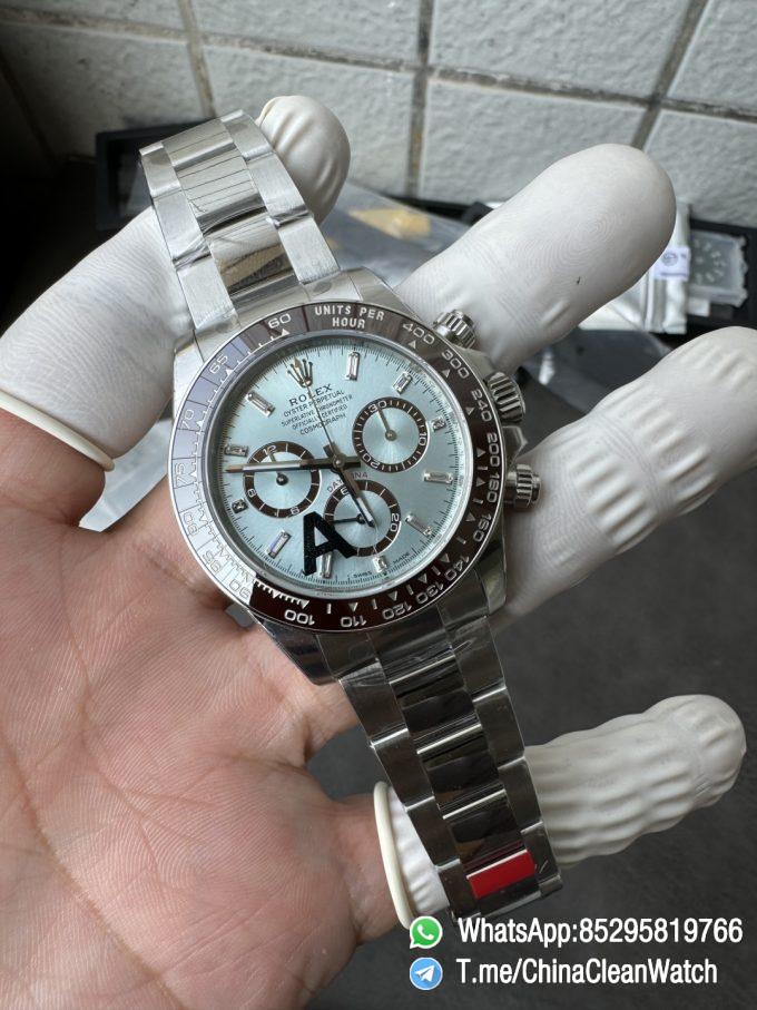 Clean Factory Watches VSF Daytona 126506 Gain Weight 164g Ice Blue Dial Diamonds Indexes Brown Ceramic Bezel DD4131 Caliber 904L Oyster Bracelet 04