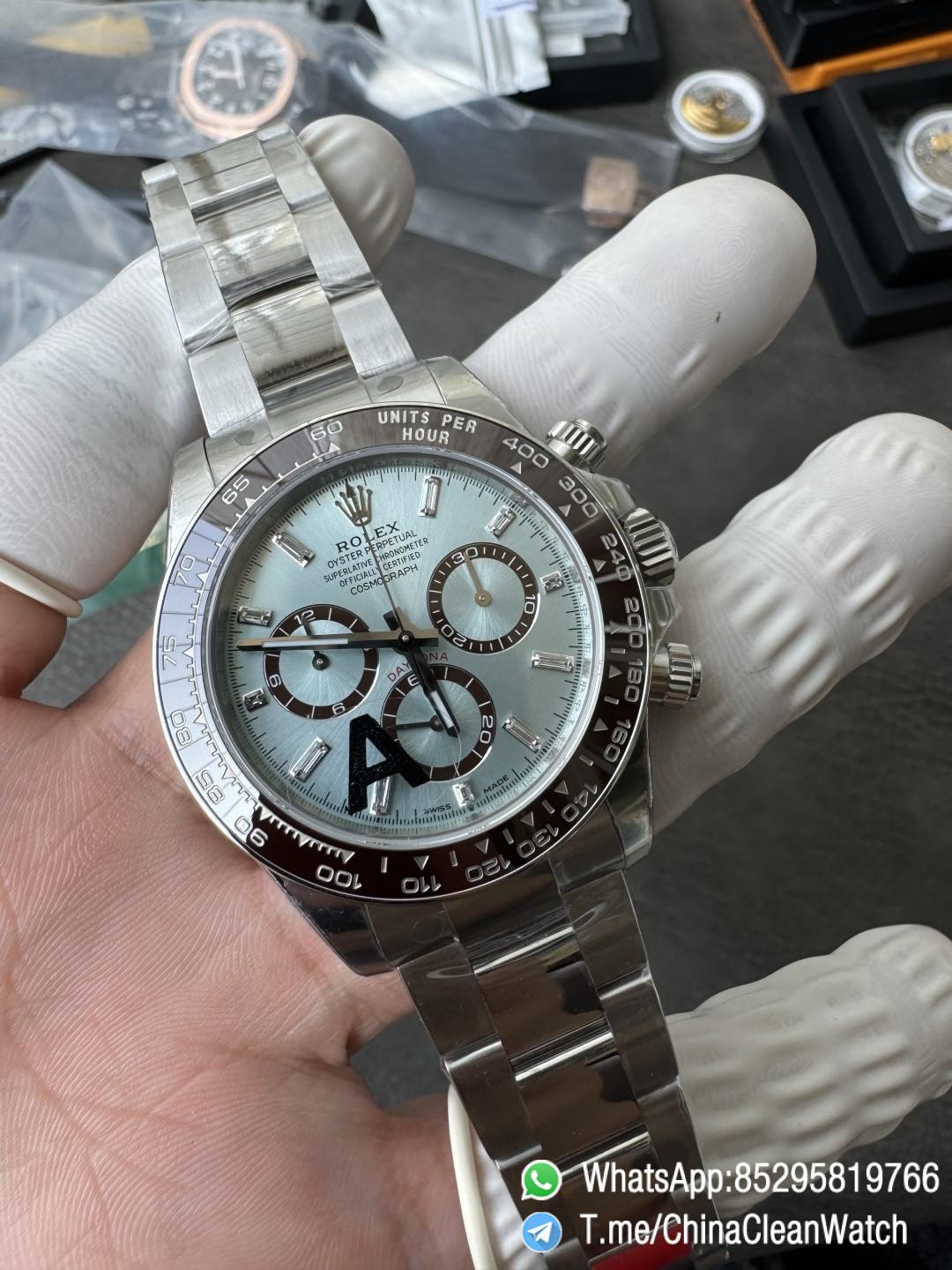 Clean Factory Watches VSF Daytona 126506 Gain Weight 164g Ice Blue Dial Diamonds Indexes Brown Ceramic Bezel DD4131 Caliber 904L Oyster Bracelet 06 Clean Factory Watches VSF Daytona 126506 Gain Weight 164g Ice Blue Dial Diamonds Indexes Brown Ceramic Bezel DD4131 Caliber 904L Oyster Bracelet 06