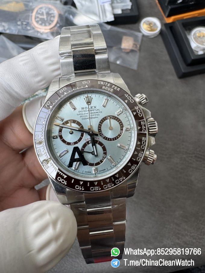 Clean Factory Watches VSF Daytona 126506 Gain Weight 164g Ice Blue Dial Diamonds Indexes Brown Ceramic Bezel DD4131 Caliber 904L Oyster Bracelet 08