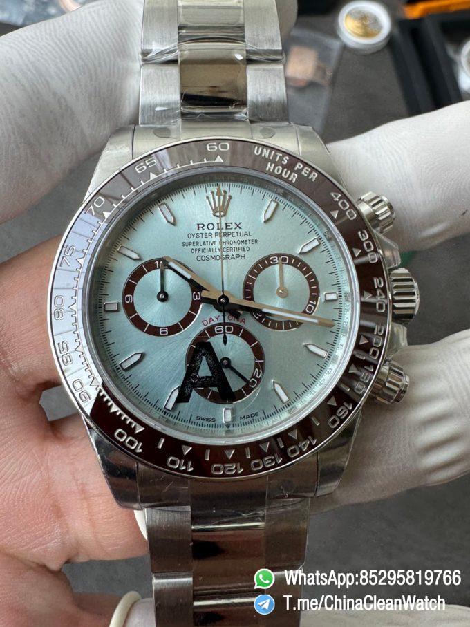 Clean Factory Watches VSF Daytona 126506 Gain Weight 164g Ice Blue Dial Luminos Indexes Brown Ceramic Bezel DD4131 Caliber 904L Oyster Bracelet 000