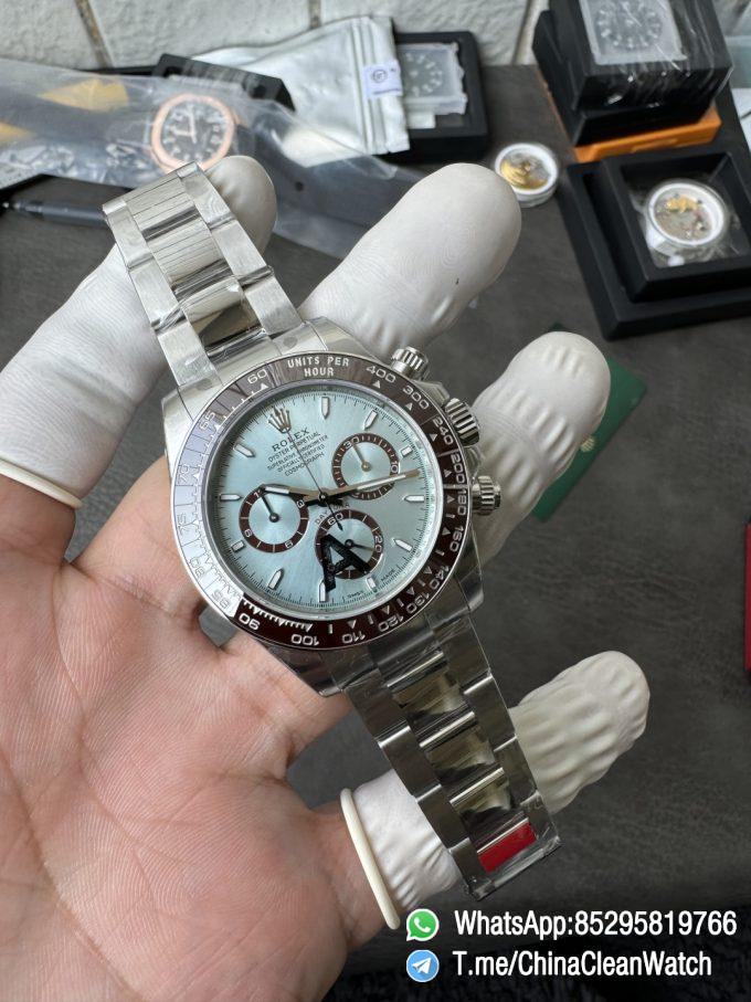 Clean Factory Watches VSF Daytona 126506 Gain Weight 164g Ice Blue Dial Luminos Indexes Brown Ceramic Bezel DD4131 Caliber 904L Oyster Bracelet 01