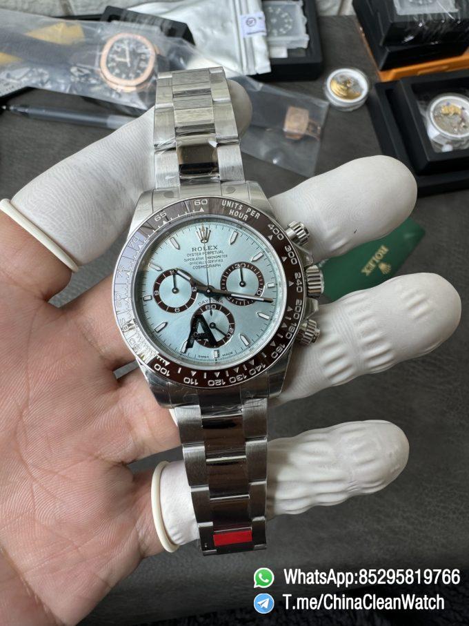 Clean Factory Watches VSF Daytona 126506 Gain Weight 164g Ice Blue Dial Luminos Indexes Brown Ceramic Bezel DD4131 Caliber 904L Oyster Bracelet 02