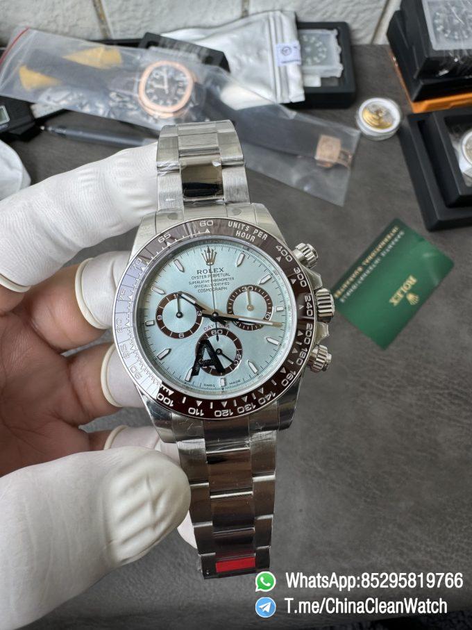 Clean Factory Watches VSF Daytona 126506 Gain Weight 164g Ice Blue Dial Luminos Indexes Brown Ceramic Bezel DD4131 Caliber 904L Oyster Bracelet 03