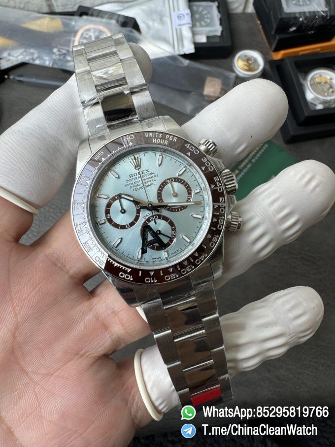 Clean Factory Watches VSF Daytona 126506 Gain Weight 164g Ice Blue Dial Luminos Indexes Brown Ceramic Bezel DD4131 Caliber 904L Oyster Bracelet 04