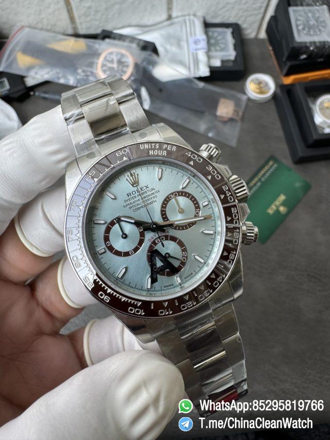Clean Factory Watches VSF Daytona 126506 Gain Weight 164g Ice Blue Dial Luminos Indexes Brown Ceramic Bezel DD4131 Caliber 904L Oyster Bracelet 06