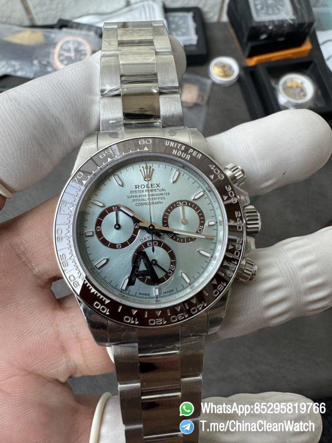 Clean Factory Watches VSF Daytona 126506 Gain Weight 164g Ice Blue Dial Luminos Indexes Brown Ceramic Bezel DD4131 Caliber 904L Oyster Bracelet 07