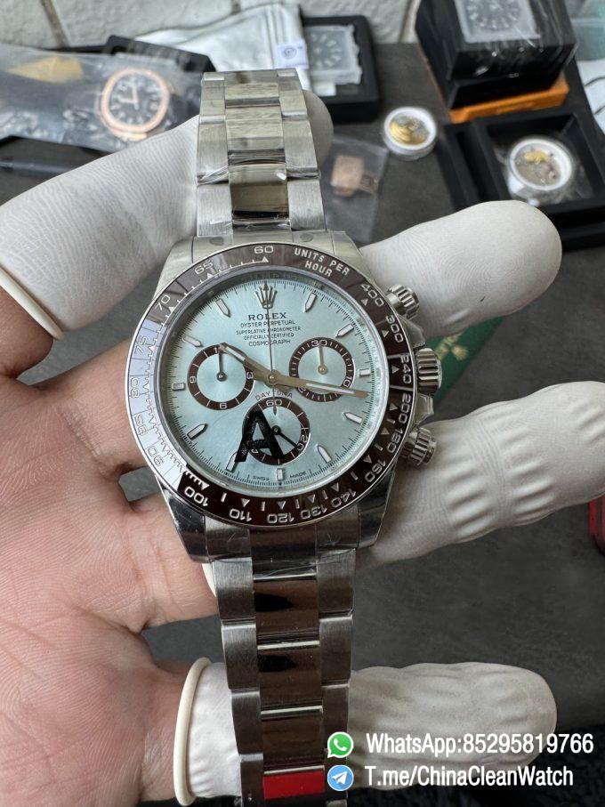 Clean Factory Watches VSF Daytona 126506 Gain Weight 164g Ice Blue Dial Luminos Indexes Brown Ceramic Bezel DD4131 Caliber 904L Oyster Bracelet 08