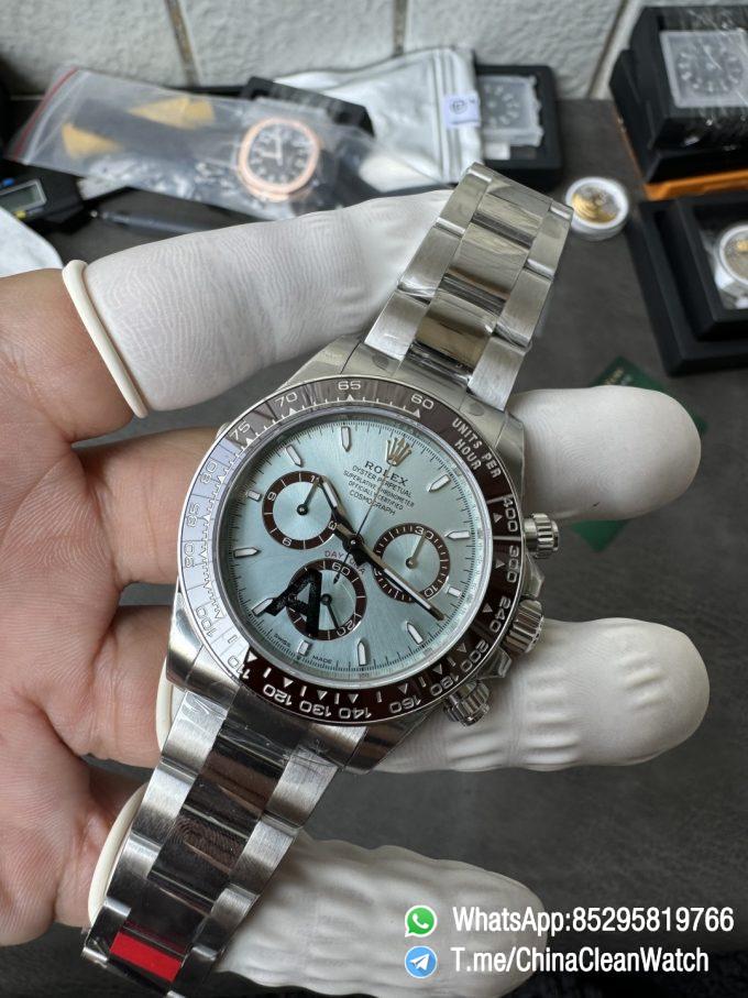 Clean Factory Watches VSF Daytona 126506 Gain Weight 164g Ice Blue Dial Luminos Indexes Brown Ceramic Bezel DD4131 Caliber 904L Oyster Bracelet 09