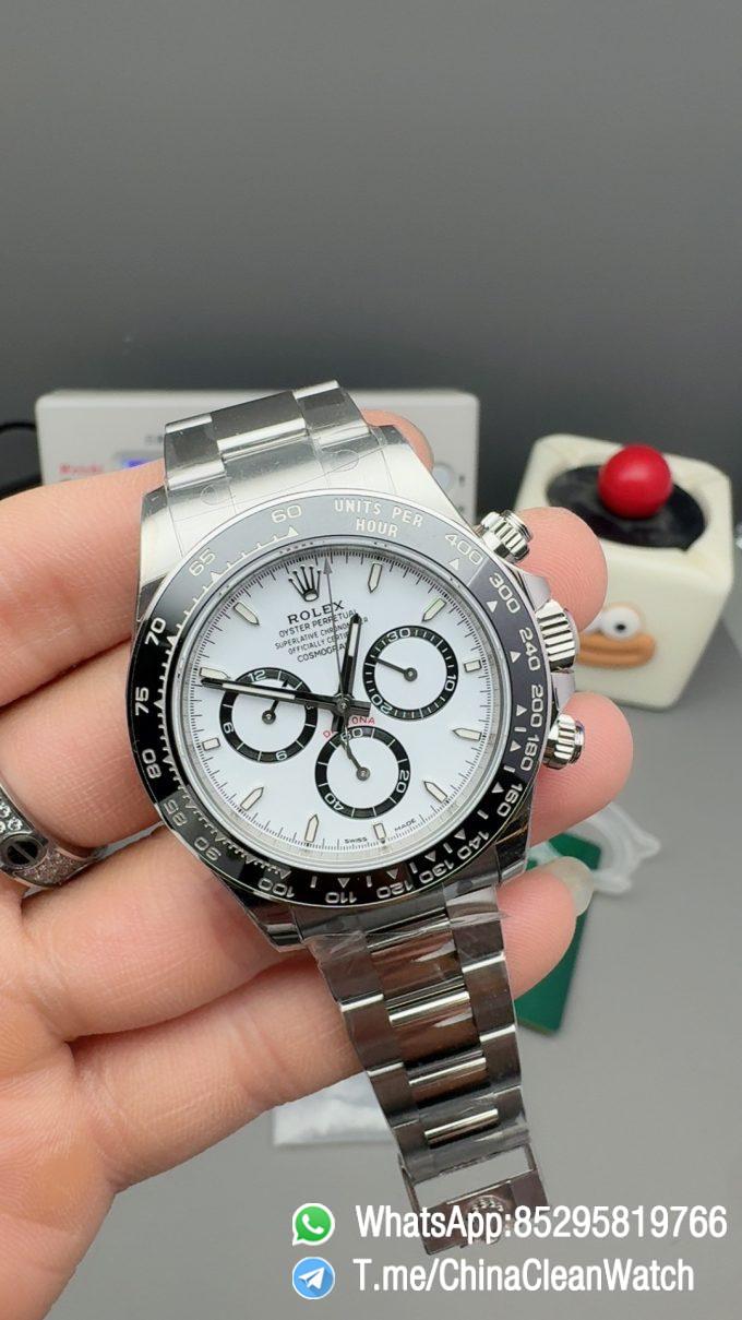 Clean Factory Watches VSF Daytona Panda 126500LN Gain Weight 185g White Dial Luminos Indexes Black Ceramic Bezel DD4131 Caliber 904L Oyster Bracelet 02