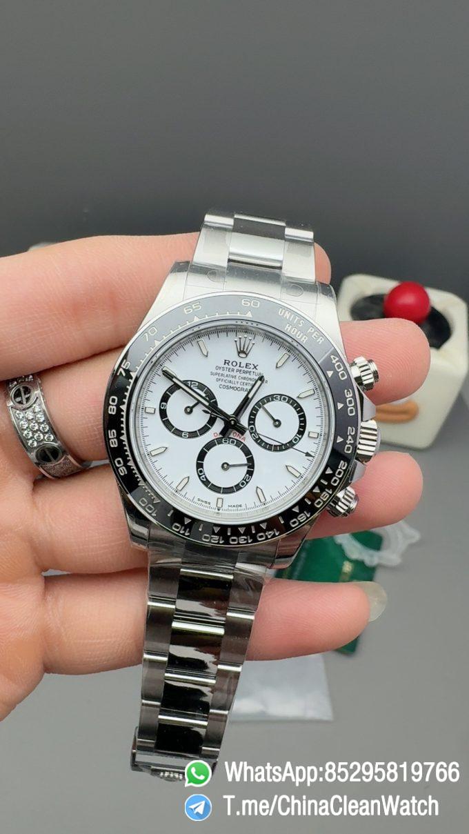 Clean Factory Watches VSF Daytona Panda 126500LN Gain Weight 185g White Dial Luminos Indexes Black Ceramic Bezel DD4131 Caliber 904L Oyster Bracelet 03
