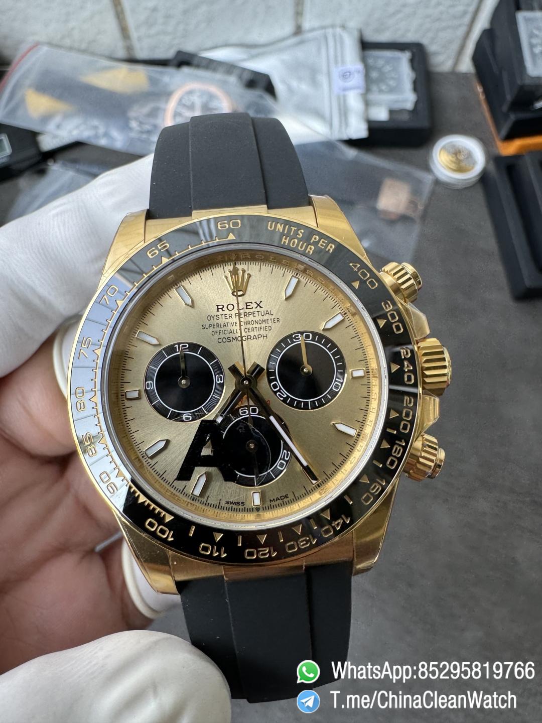 Clean Factory Watches VSF Gain Weight 137g Daytona 126518 Yellow Gold Dial Black Center Chrono Dial Luminos Indexes DD4131 Caliber Oysterflex Strap 04 Clean Factory Watches VSF Gain Weight 137g Daytona 126518 Yellow Gold Dial Black Center Chrono Dial Luminos Indexes DD4131 Caliber Oysterflex Strap 04