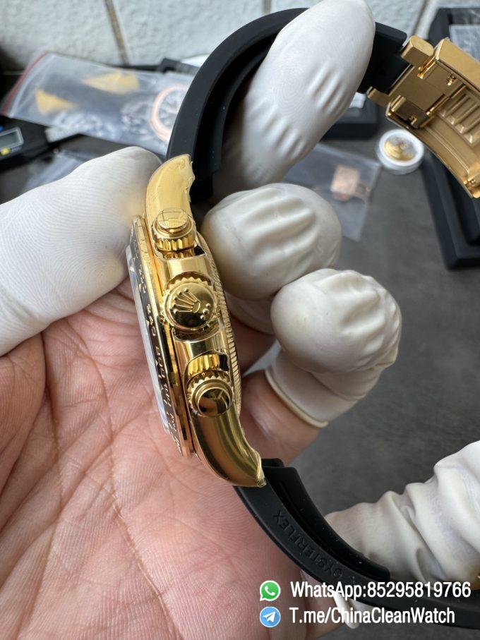 Clean Factory Watches VSF Gain Weight 137g Daytona 126518 Yellow Gold Dial Black Center Chrono Dial Luminos Indexes DD4131 Caliber Oysterflex Strap 06