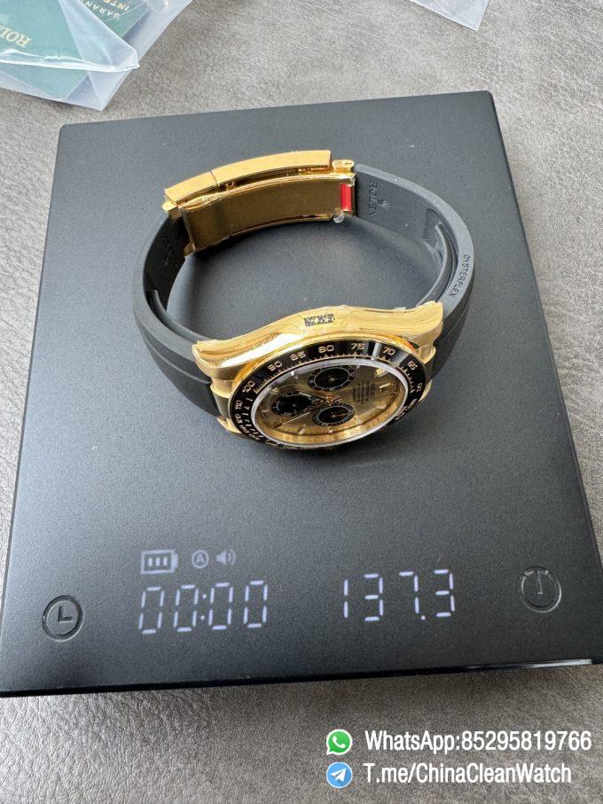 Clean Factory Watches VSF Gain Weight 137g Daytona 126518 Yellow Gold Dial Black Center Chrono Dial Luminos Indexes DD4131 Caliber Oysterflex Strap 11