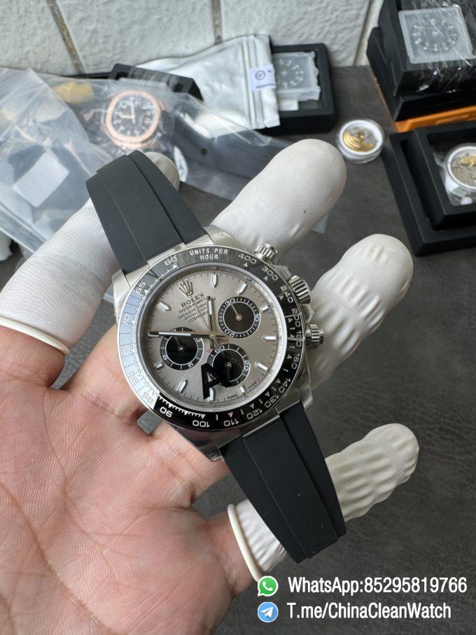 Clean Factory Watches VSF Gain Weight 137g Daytona 126519 Gray Dial Black Center Chrono Dial Luminos Indexes DD4131 Caliber Oysterflex Strap 03
