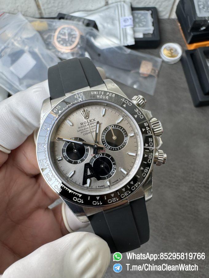 Clean Factory Watches VSF Gain Weight 137g Daytona 126519 Gray Dial Black Center Chrono Dial Luminos Indexes DD4131 Caliber Oysterflex Strap 04