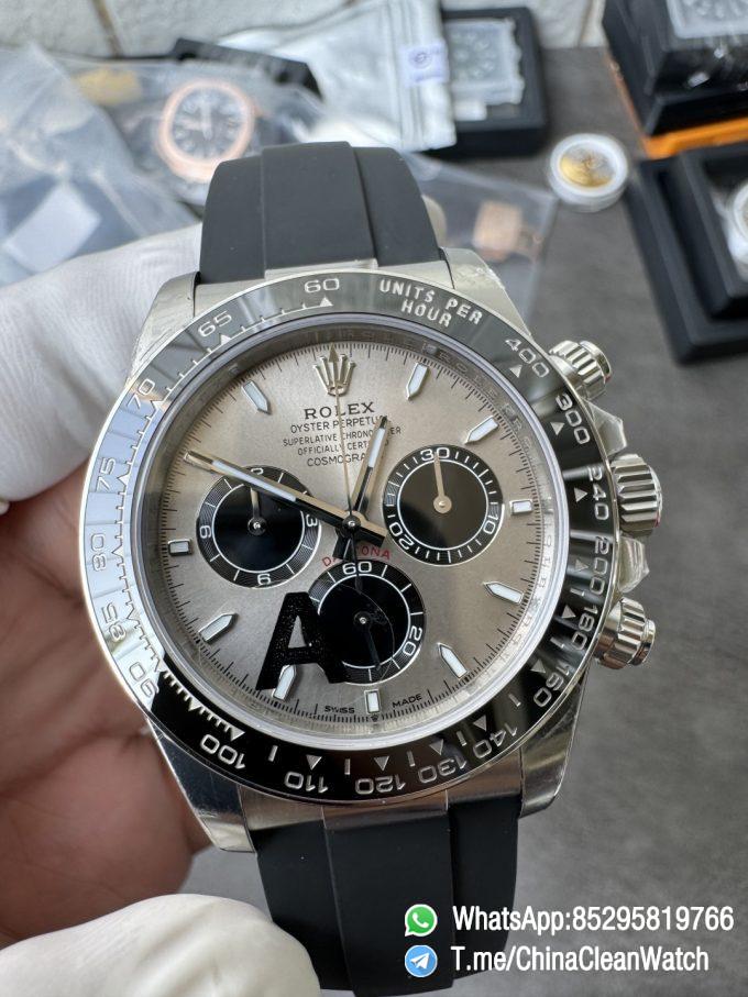 Clean Factory Watches VSF Gain Weight 137g Daytona 126519 Gray Dial Black Center Chrono Dial Luminos Indexes DD4131 Caliber Oysterflex Strap 05
