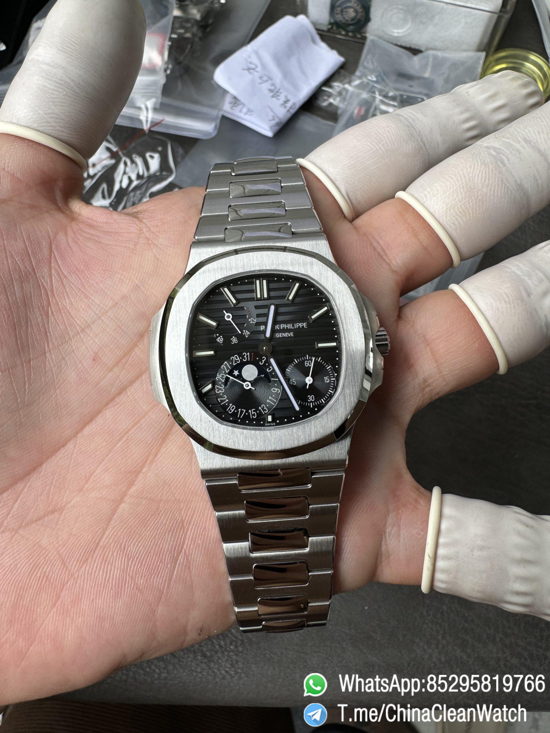 OMEF Custom Patek Nautilus 5712 Blue Dial Moon Phase and Power Reserve Display Free Sprung Balance 240 Movement Brushed Finish Bracelet 03 OMEF Custom Patek Nautilus 5712 Blue Dial Moon Phase and Power Reserve Display Free Sprung Balance 240 Movement Brushed Finish Bracelet 03