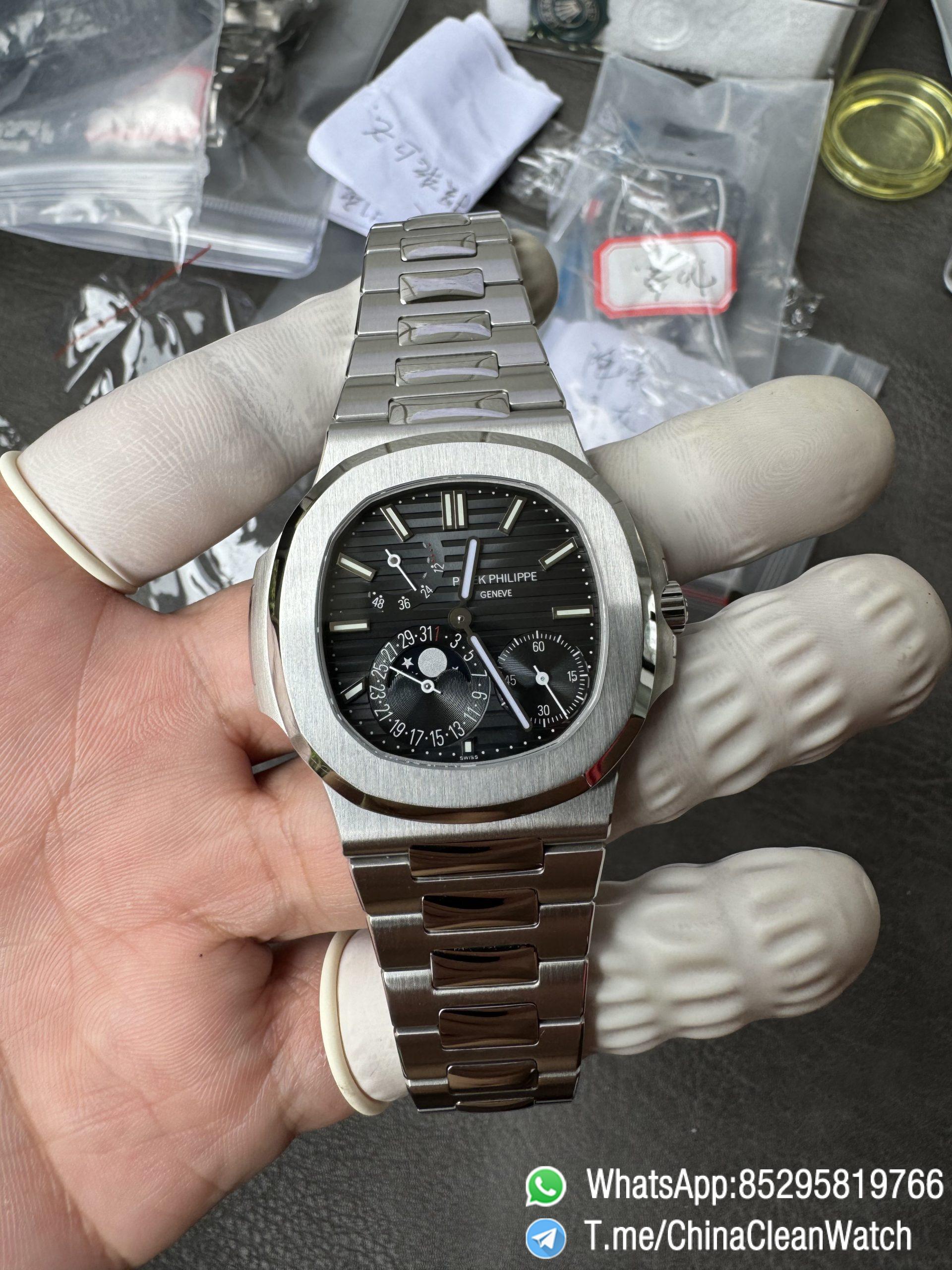 OMEF Custom Patek Nautilus 5712 Blue Dial Moon Phase and Power Reserve Display Free Sprung Balance 240 Movement Brushed Finish Bracelet 06 OMEF Custom Patek Nautilus 5712 Blue Dial Moon Phase and Power Reserve Display Free Sprung Balance 240 Movement Brushed Finish Bracelet 06