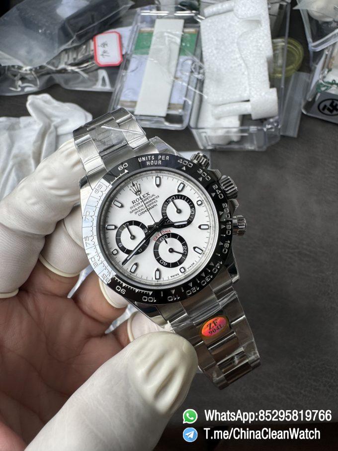 ZF Daytona Panda SWF Dial Deep Sapphire High Transparency Crystal Black Ceramic Bezel 904L Stainless Steel Case and Oyster Bracelet SH4130 Calibre 03