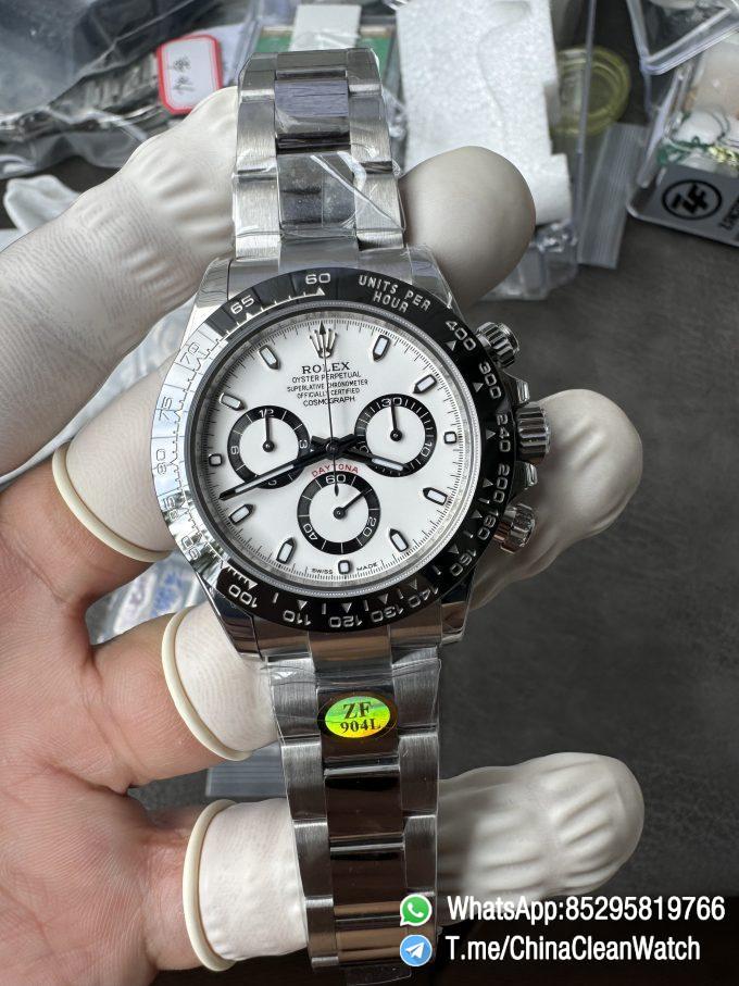 ZF Daytona Panda SWF Dial Deep Sapphire High Transparency Crystal Black Ceramic Bezel 904L Stainless Steel Case and Oyster Bracelet SH4130 Calibre 05