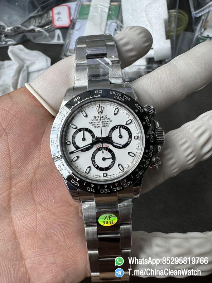 ZF Daytona Panda SWF Dial Deep Sapphire High Transparency Crystal Black Ceramic Bezel 904L Stainless Steel Case and Oyster Bracelet SH4130 Calibre 06