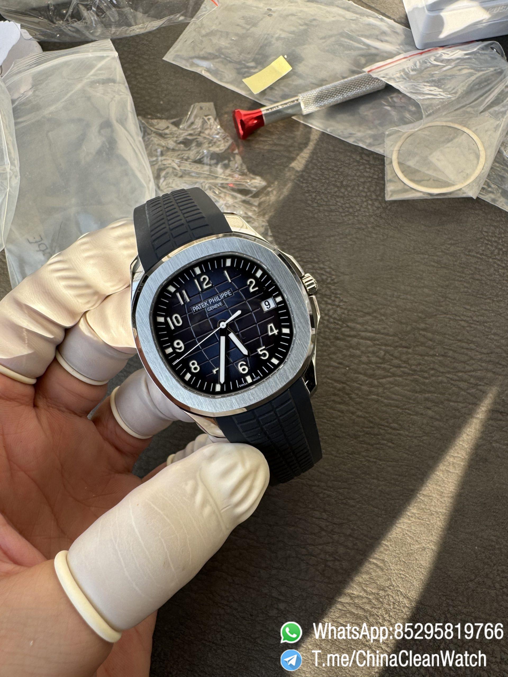 APWF Super Clone Aquanaut 5168G Custom Free sprung Balance A324 Caliber Gain Weight 115g Blue Dial Blue Rubber Strap 02 APWF Super Clone Aquanaut 5168G Custom Free sprung Balance A324 Caliber Gain Weight 115g Blue Dial Blue Rubber Strap 02