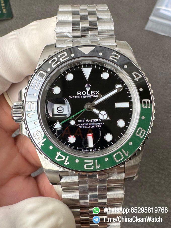 VSF GMT Master II Sprite 126720VTNR Black Green Ceramic Bezel Black Dial 904L Steel Jubilee Bracelet DD3285 Movement 00